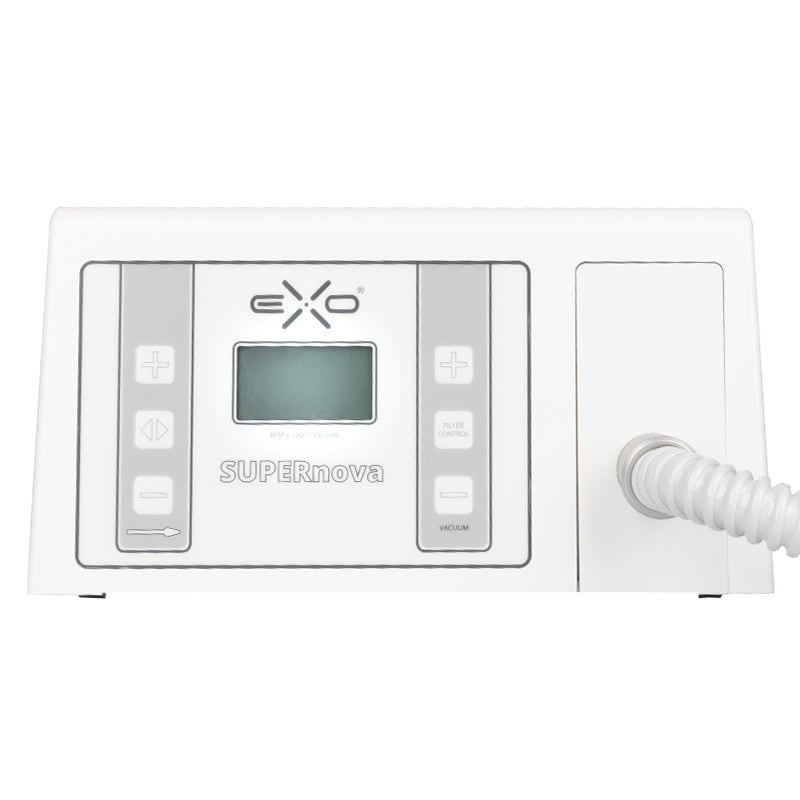 Exo Supernova Nail Drill With Dust Extractor - nail drill with handpiece and accessories on a white background