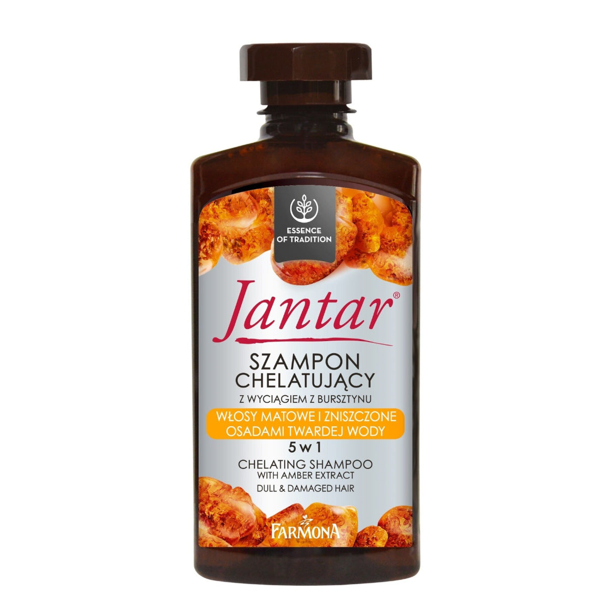 Farmona Jantar Chelating Shampoo 5in1 with Amber Extract - retail hair-care container isolated on a white background