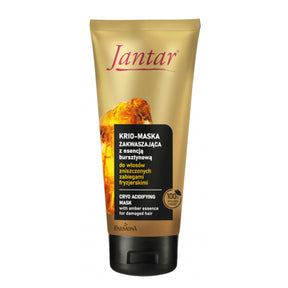 Farmona Jantar Cryo Acidifying Mask with Amber Essence Damaged Hair - retail hair-care container isolated on a white background