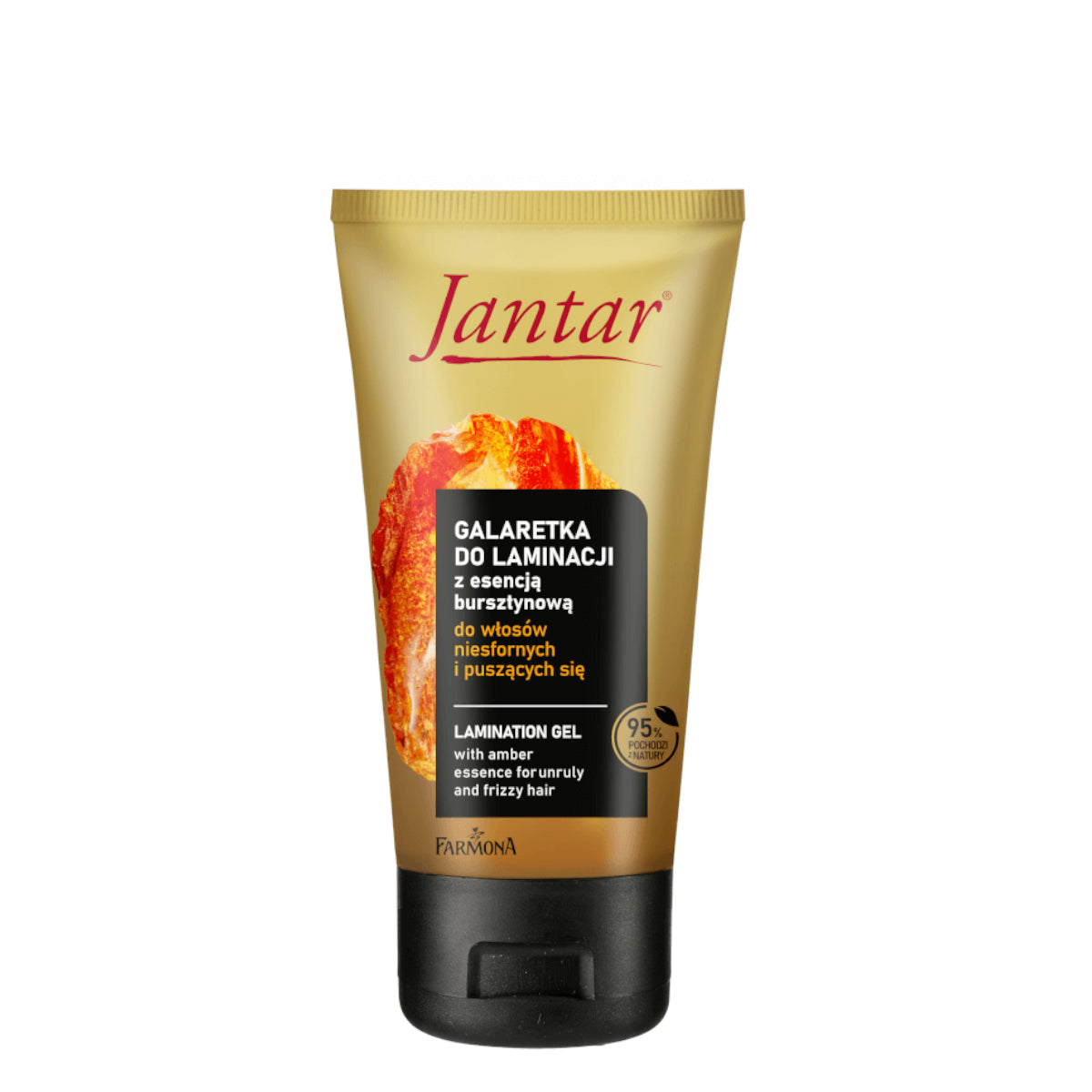 Farmona Jantar Lamination Gel with Amber Essence - retail hair-care container isolated on a white background
