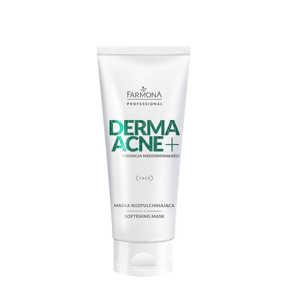 Farmona Professional Derma Acne+ Softening Facial Mask - open cosmetic jar with its lid on a white background