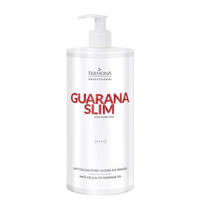 Farmona Professional Guarana Slim Anti-Cellulite Massage Oil - arranged with the included components on a white background
