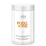 Farmona Professional Podologic Acid Strongly Softening Foot Bath Salt with AHA & BHA Acids - arranged with the included components on a white background