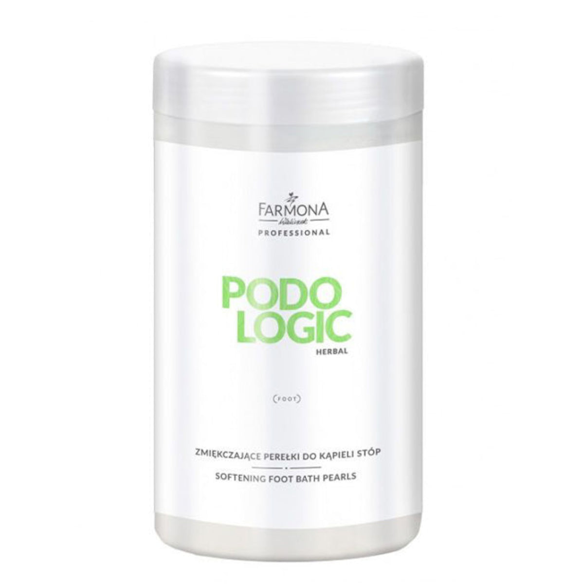 Farmona Professional Podologic Herbal Softening Foot Bath Pearls - arranged with the included components on a white background