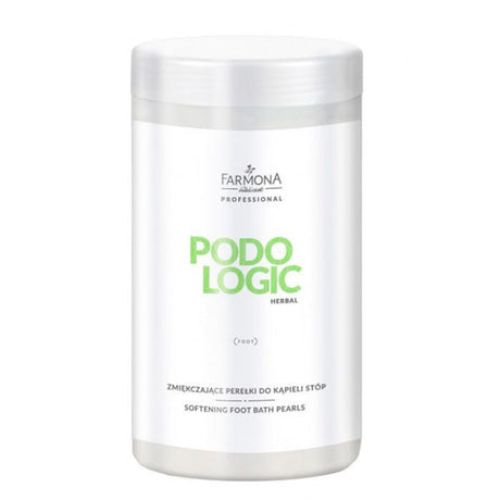 Farmona Professional Podologic Herbal Softening Foot Bath Pearls - arranged with the included components on a white background