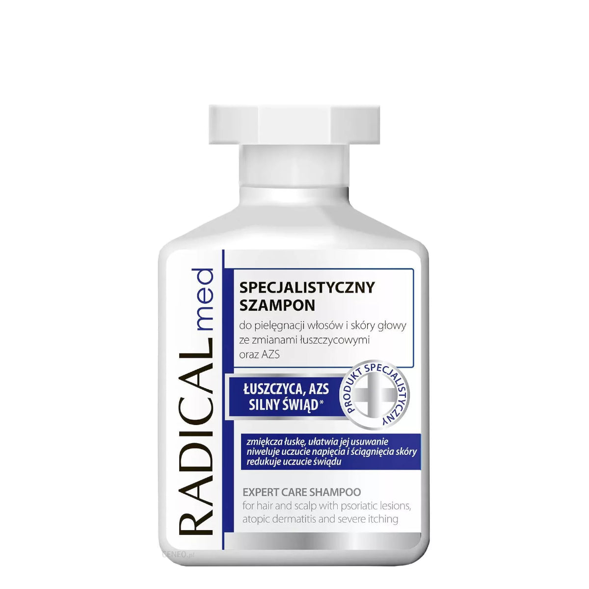 Farmona Radical Med Specialist Shampoo Psoriasis & Atopic Dermatitis - retail hair-care container isolated on a white background