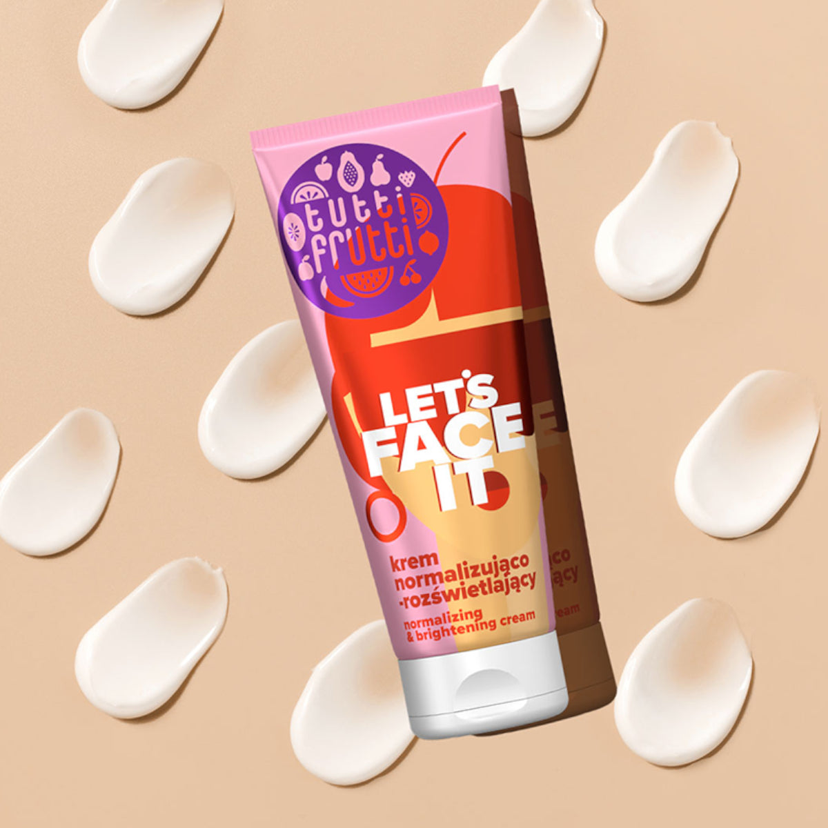 Farmona Tutti Frutti Let's Face It Normalizing & Brightening Cream - finished result shown on a model's face