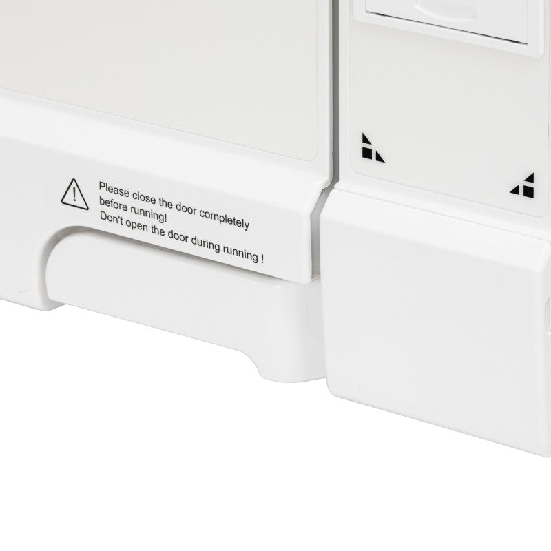Fomos Foster 12L autoclave: closed chamber door and warning label