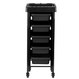 Gabbiano 008 Hairdressing Trolley Black - front view showing the storage and construction details