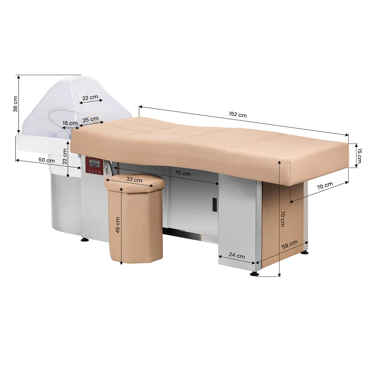 Gabbiano 017 Head Spa Shampoo Backwash Bed Beige - close-up of a functional part of the basin unit