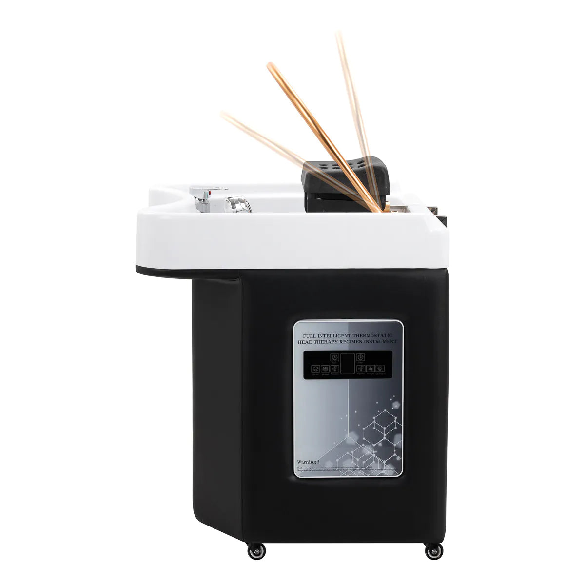 Gabbiano 050 Japanese Head Spa Backwash Unit Black - side view of the complete wash unit