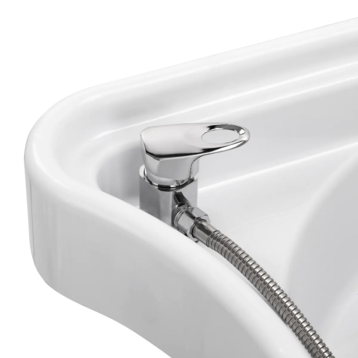 Gabbiano 050 Japanese Head Spa Backwash Unit Black - displayed in a professional treatment-room setting