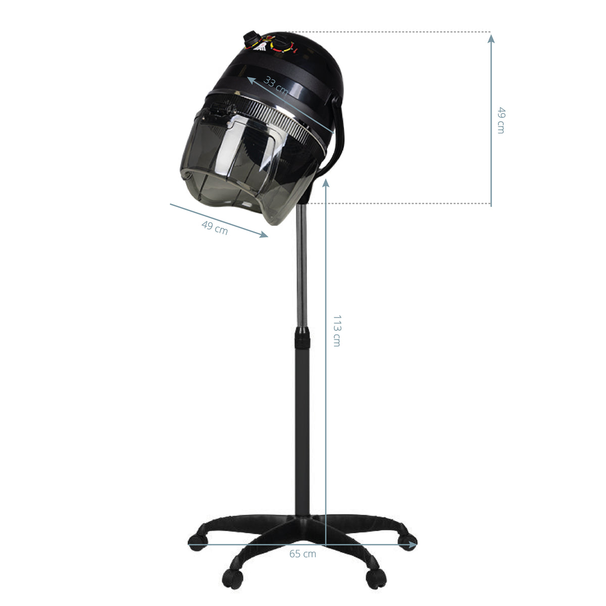 Gabbiano 1600 Standing Hood Hair Dryer Black - 1 Speed - styling tool shown on a white background