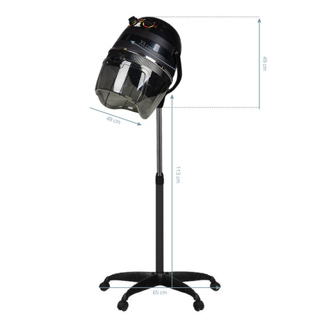 Gabbiano 1600 Standing Hood Hair Dryer Black - 1 Speed - styling tool shown on a white background