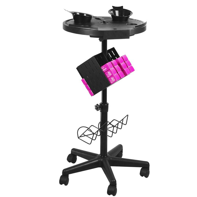 Gabbiano 188 Hairdressing Trolley With Timer Black - front view showing the storage and construction details