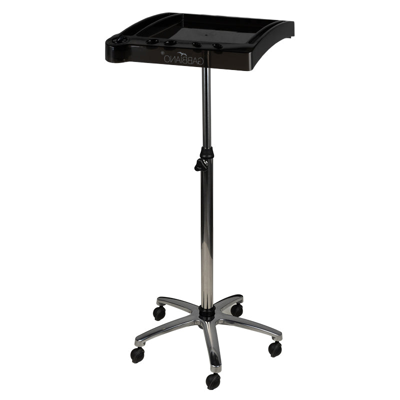 Gabbiano 265 Hairdressing Trolley Black - front view showing the storage and construction details