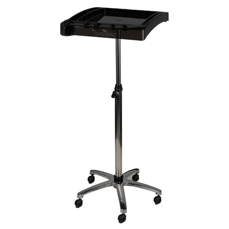 Gabbiano 265 Hairdressing Trolley Black - front view showing the storage and construction details