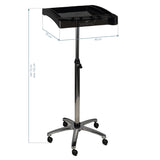 Gabbiano 265 Hairdressing Trolley Black - front view showing the storage and construction details