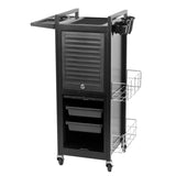 Gabbiano 401 Deluxe Hairdressing Trolley - front view showing the storage and construction details