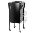Gabbiano 500 Deluxe Hairdressing Trolley Black - front view showing the storage and construction details