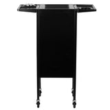 Gabbiano 500 Deluxe Hairdressing Trolley Black - front view showing the storage and construction details