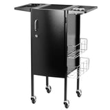 Gabbiano 500 Deluxe Hairdressing Trolley Black - front view showing the storage and construction details
