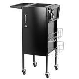 Gabbiano 500 Deluxe Hairdressing Trolley Black - front view showing the storage and construction details