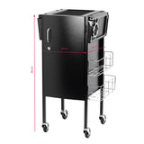 Gabbiano 500 Deluxe Hairdressing Trolley Black - front view showing the storage and construction details