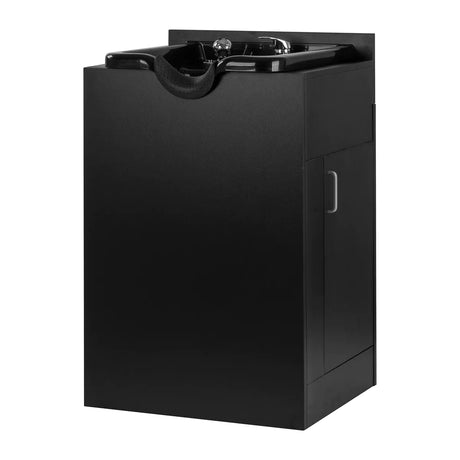 Gabbiano 5023 black barber wash station with basin and side access door