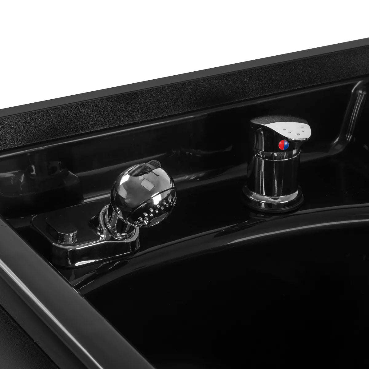 Chrome tap and shower handset on Gabbiano 5023 black basin