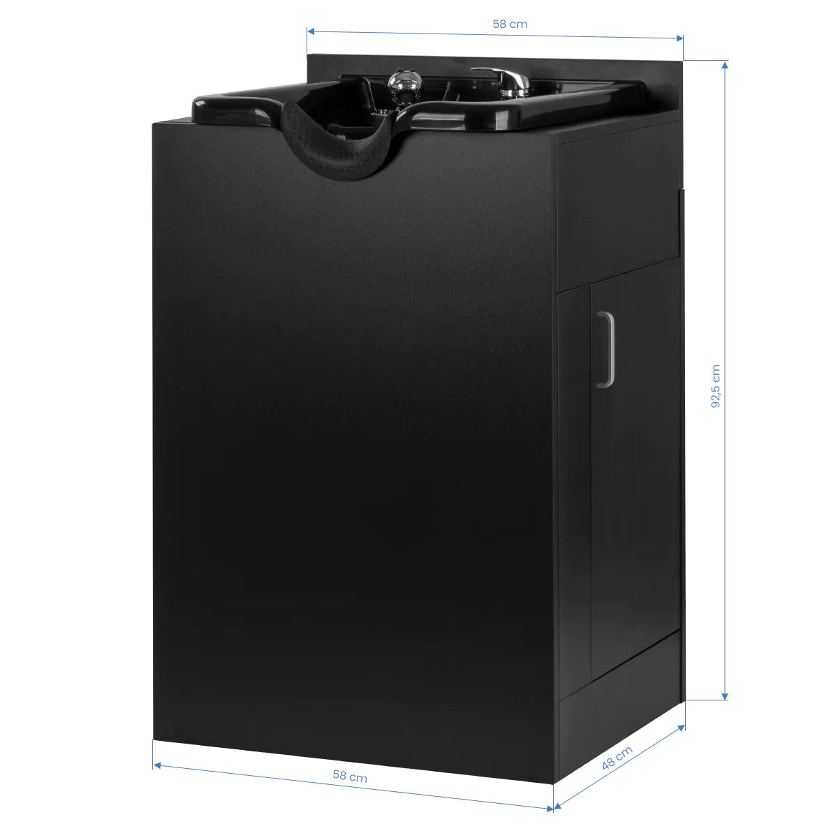 Dimension diagram of Gabbiano 5023 barber wash station
