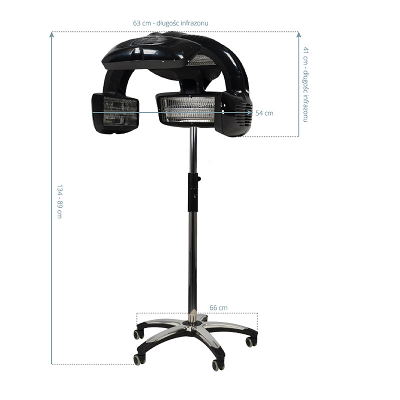 Gabbiano 628 Standing Infrared Hair Processor Black - device housing and functional components shown on a white background