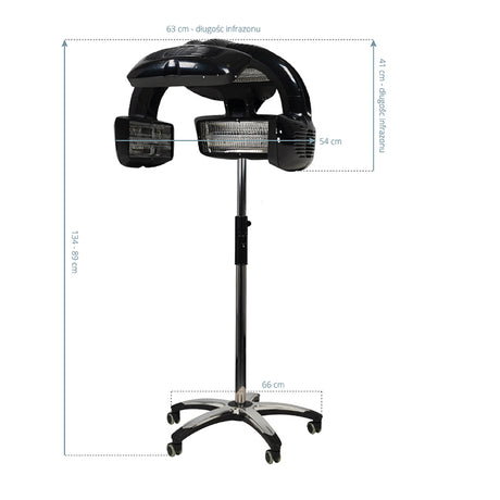 Gabbiano 628 Standing Infrared Hair Processor Black - device housing and functional components shown on a white background