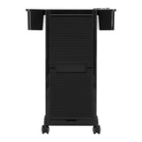 Gabbiano 68B Hairdressing Trolley Black - front view showing the storage and construction details