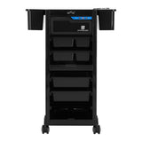 Gabbiano 68UV Hairdressing Trolley With UV Steriliser Black - front view showing the storage and construction details