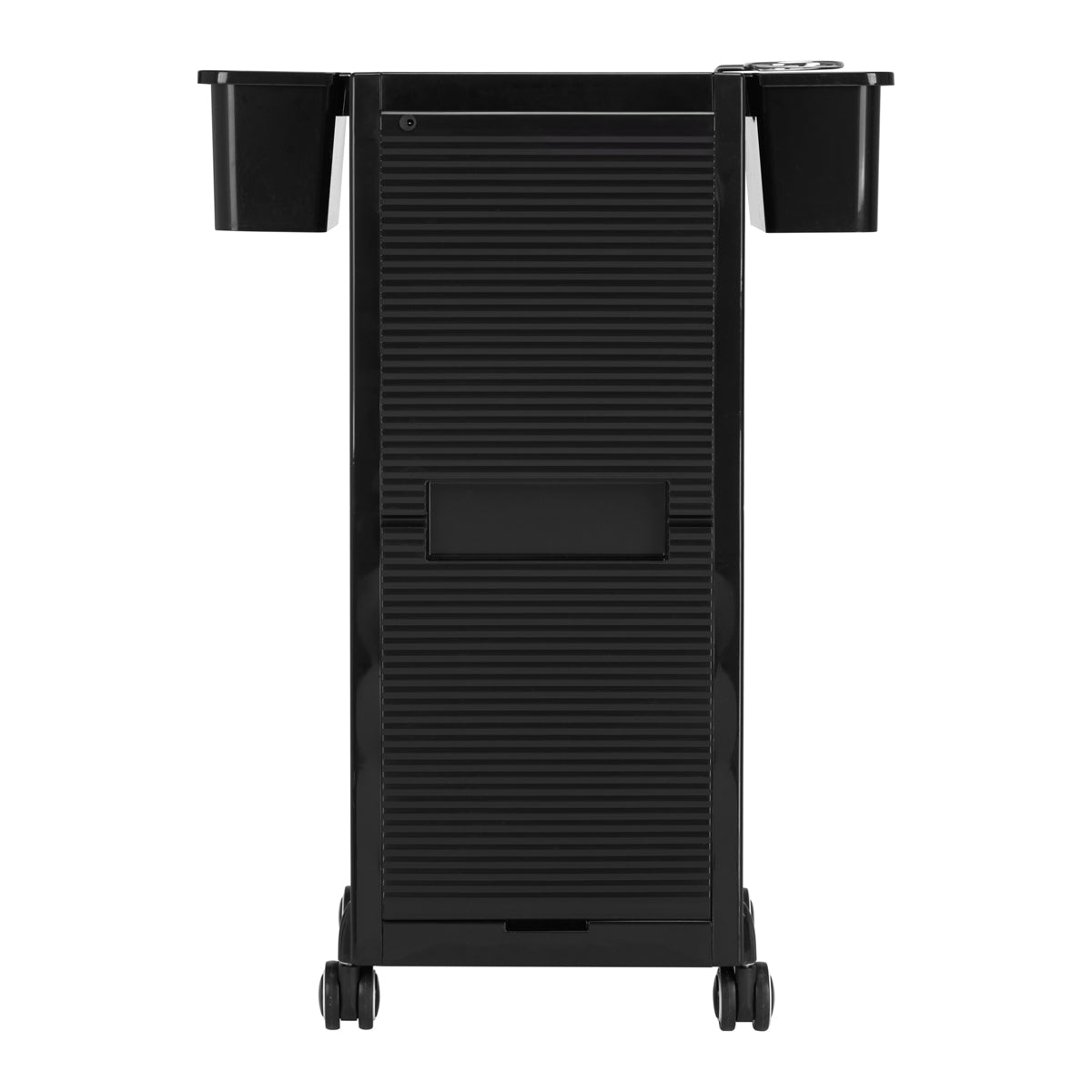 Gabbiano 68UV Hairdressing Trolley With UV Steriliser Black - front view showing the storage and construction details