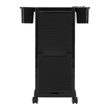 Gabbiano 68UV Hairdressing Trolley With UV Steriliser Black - front view showing the storage and construction details