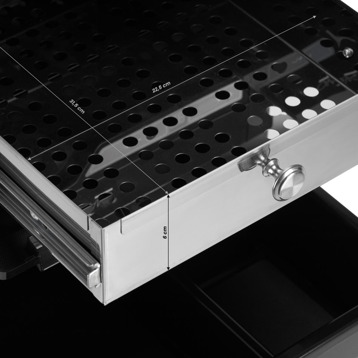 Gabbiano 68UV Hairdressing Trolley With UV Steriliser Black - close-up of a construction detail