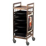 Gabbiano 8-139 Hairdressing Trolley - front view showing the storage and construction details
