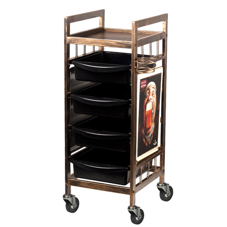 Gabbiano 8-139 Hairdressing Trolley - front view showing the storage and construction details