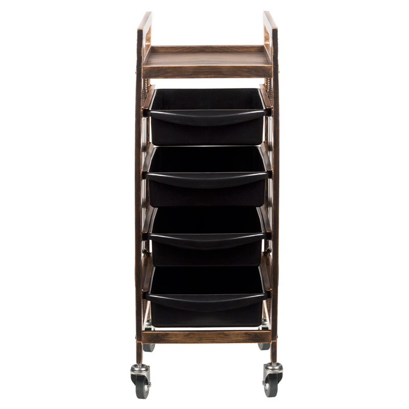 Gabbiano 8-139 Hairdressing Trolley - front view showing the storage and construction details