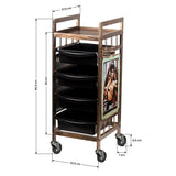 Gabbiano 8-139 Hairdressing Trolley - front view showing the storage and construction details