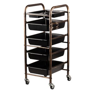 Gabbiano 8-76 Hairdressing Trolley Helper - front view showing the storage and construction details