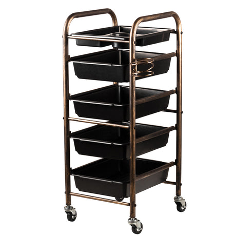Gabbiano 8-76 Hairdressing Trolley Helper - front view showing the storage and construction details