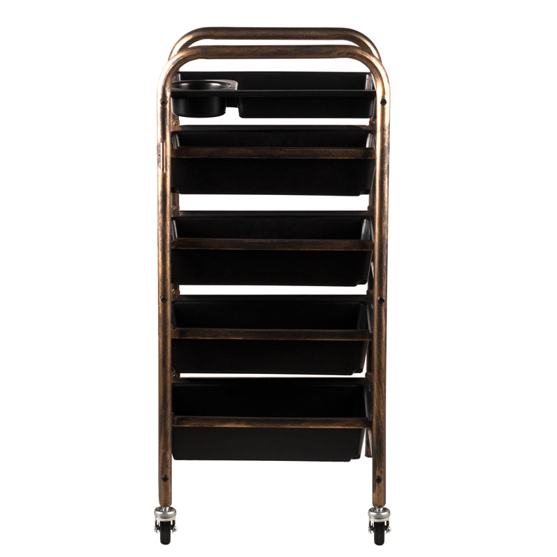 Gabbiano 8-76 Hairdressing Trolley Helper - front view showing the storage and construction details