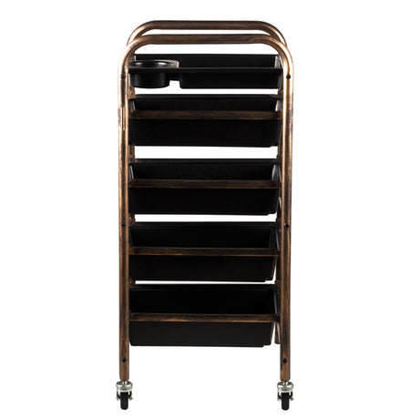 Gabbiano 8-76 Hairdressing Trolley Helper - front view showing the storage and construction details