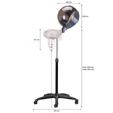 Gabbiano 828-FD Hair Steamer - standing hair steamer with height and width measurements shown