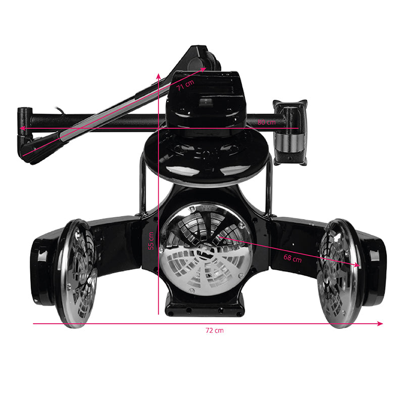 Gabbiano 868A Hanging Infrared Hair Processor Black - device housing and functional components shown on a white background