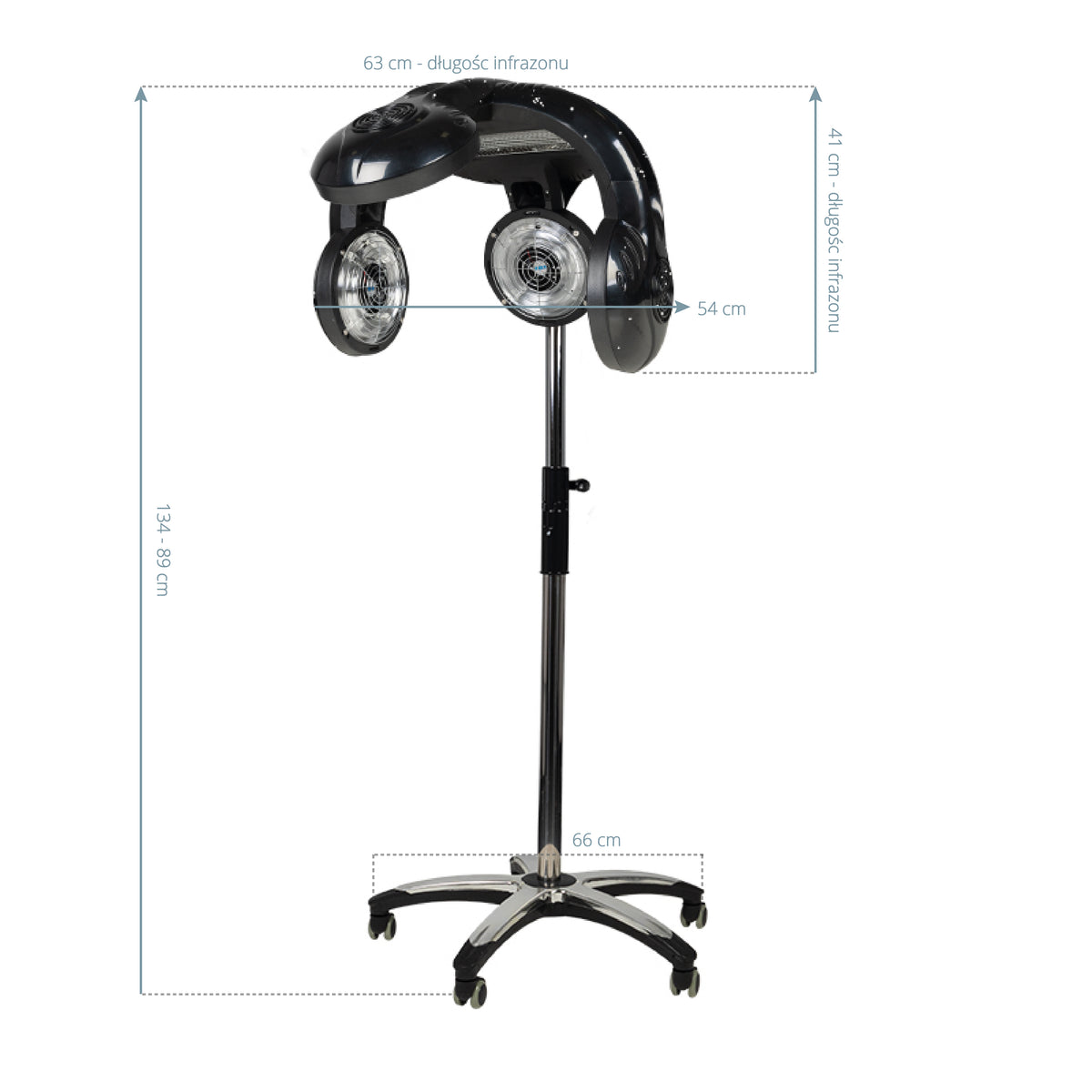 Gabbiano 938 Standing Infrared Hair Processor Black - device housing and functional components shown on a white background