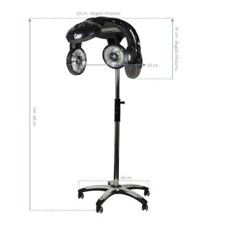 Gabbiano 938 Standing Infrared Hair Processor Black - device housing and functional components shown on a white background